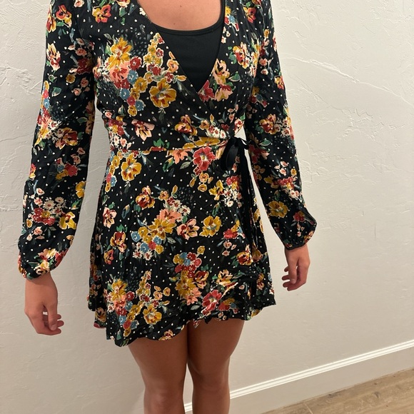 Zara Black and Orange Long Sleeve Sundress - Picture 1 of 5